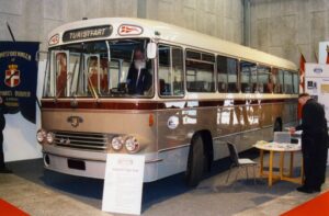Vor udstillingsstand på Transportmessen i Herning i 2003, med Leyland-DAB årgang 1967.